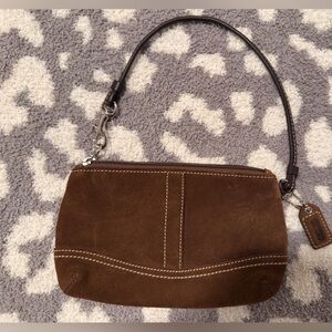 COACH Brown Suede Wristlet